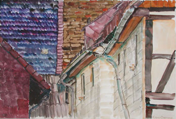 Dach 2, Architektur, Aquarell